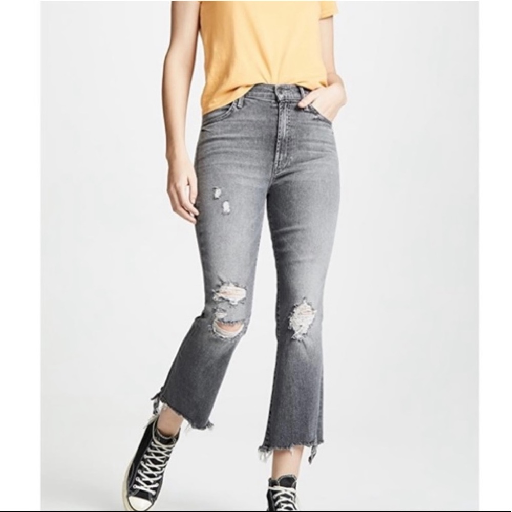 MOTHER Grey Ankle Flare Jeans